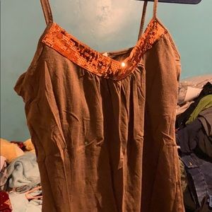 Brown Sparkly Tank Top